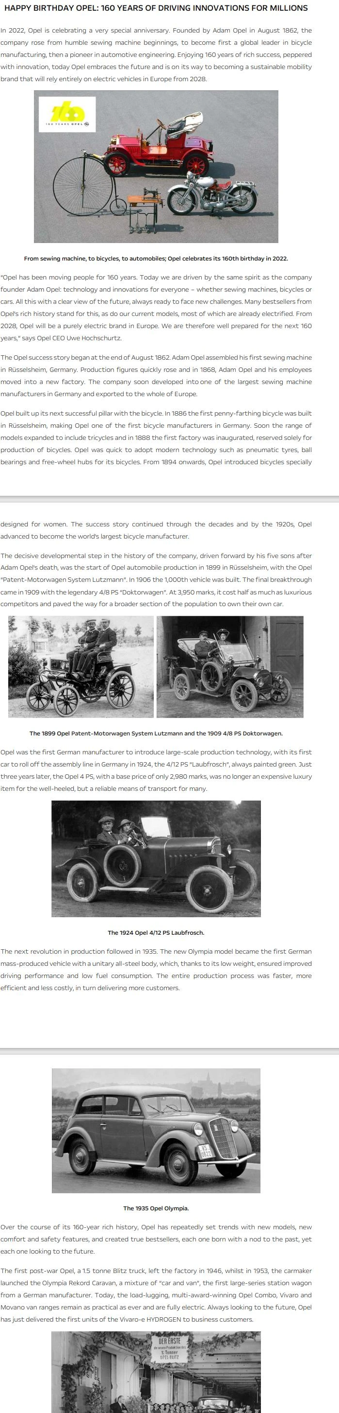 Opel celebrates 160 years.